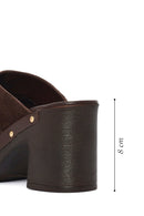 Kadın Çok Renkli Kalın Topuklu Süet Deri Terlik | Derimod