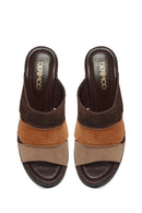 Kadın Çok Renkli Kalın Topuklu Süet Deri Terlik | Derimod