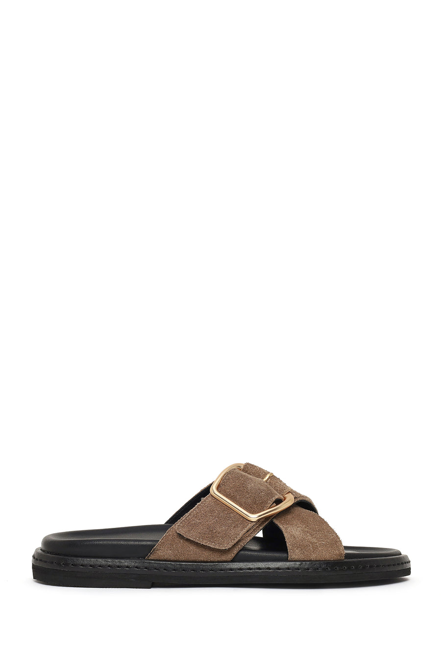 Woman Beige Suede Leather Slippers 26SFD271610 | Derimod