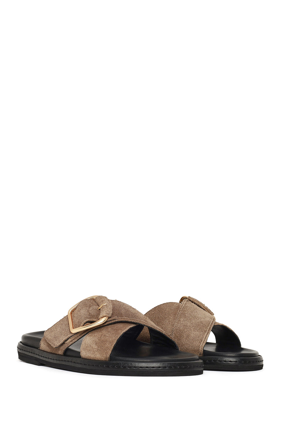 Woman Beige Suede Leather Slippers