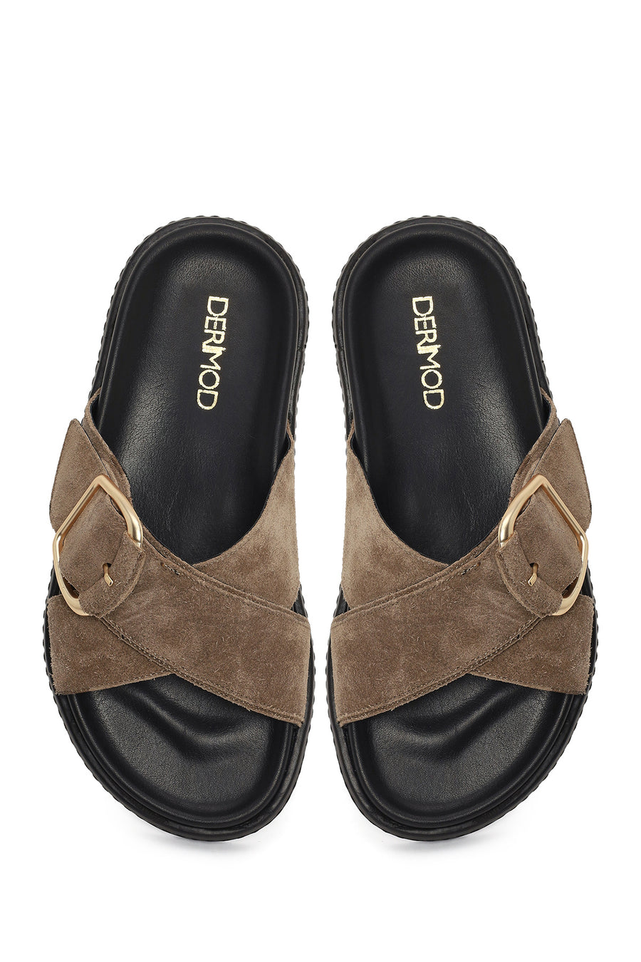 Woman Beige Suede Leather Slippers