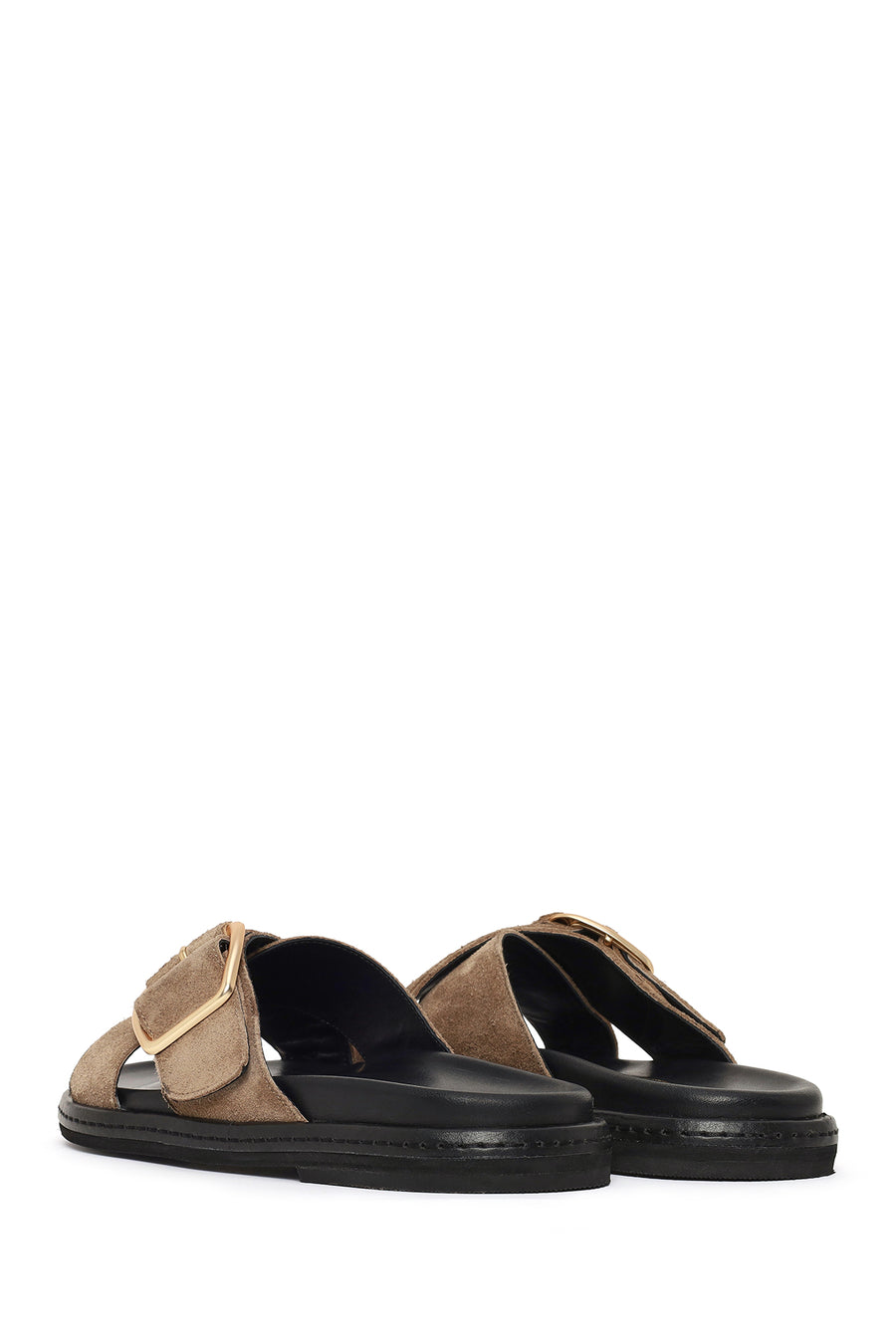 Woman Beige Suede Leather Slippers