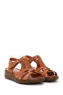 Women's Tan Strapped Thick-Soled Leather Comfort Sandals | Derimod