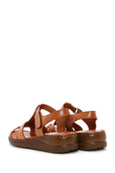 Women's Tan Strapped Thick-Soled Leather Comfort Sandals | Derimod