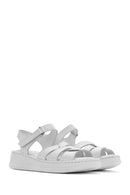 Kadın Beyaz Bilekten Bantlı Kalın Tabanlı Deri Comfort Sandalet | Derimod