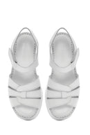 Kadın Beyaz Bilekten Bantlı Kalın Tabanlı Deri Comfort Sandalet | Derimod