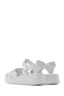 Kadın Beyaz Bilekten Bantlı Kalın Tabanlı Deri Comfort Sandalet | Derimod