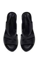 Kadın Siyah Dolgu Topuklu Deri Konfor Sandalet | Derimod