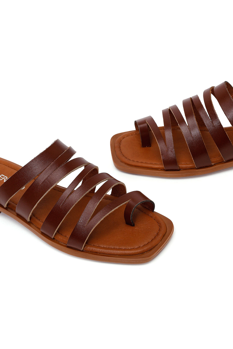 Women's Brown Leather Flip-Flops