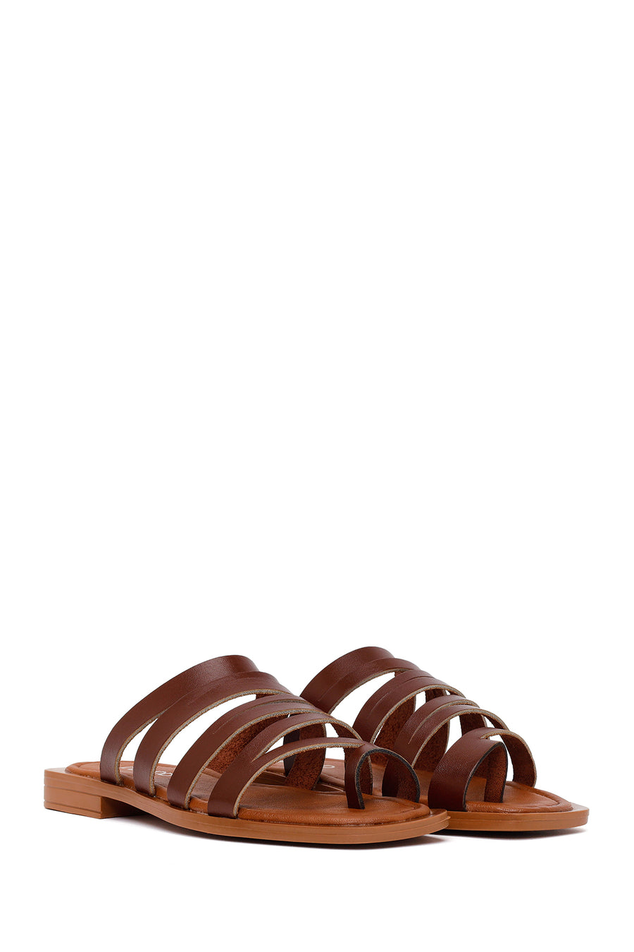 Women's Brown Leather Flip-Flops