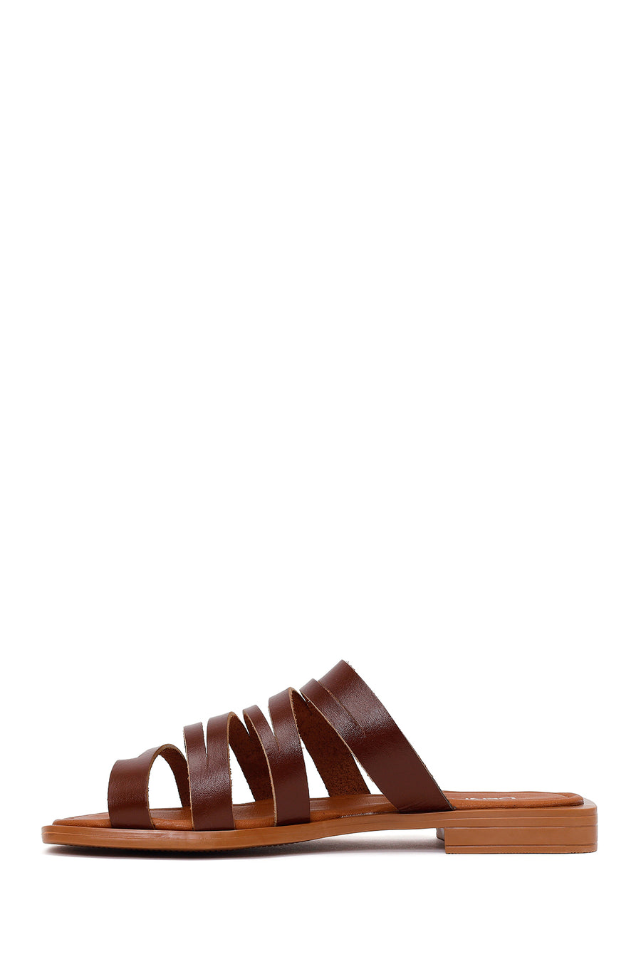 Women's Brown Leather Flip-Flops