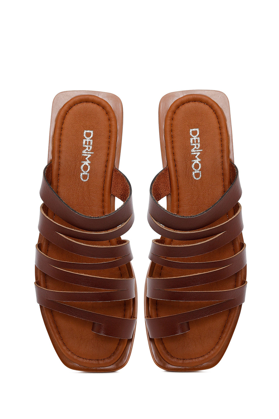 Women's Brown Leather Flip-Flops