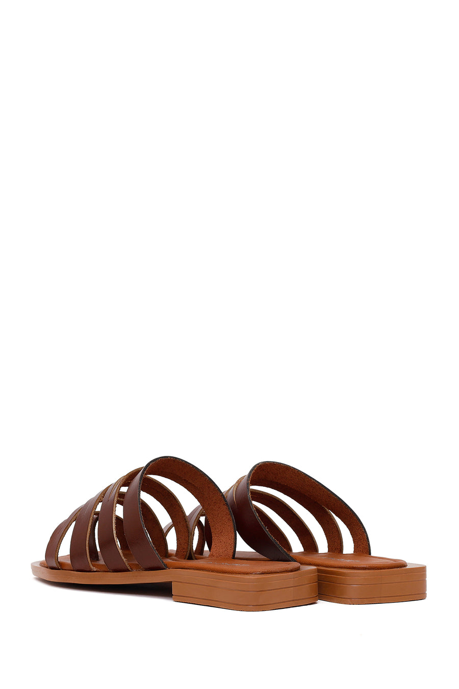 Women's Brown Leather Flip-Flops