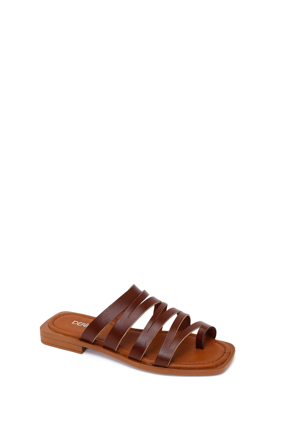 Women's Brown Leather Flip-Flops