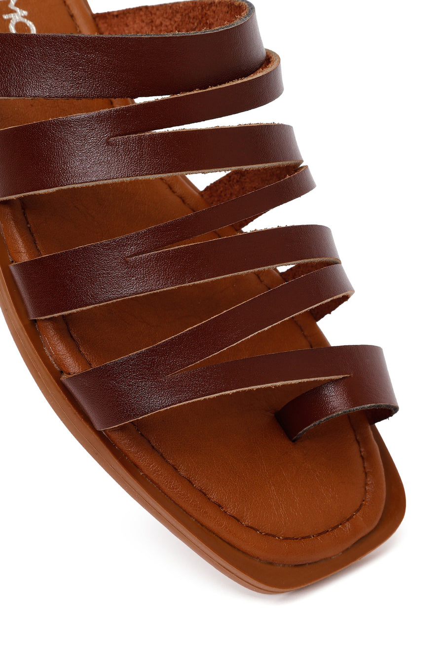 Women's Brown Leather Flip-Flops