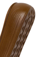 Women's Brown Thick Soled Leather Slippers | Derimod