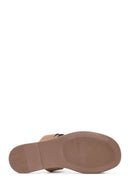 Women's Tan Braided Leather Slippers | Derimod
