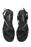 Kadın Siyah Tokalı Deri Bodrum Sandalet | Derimod