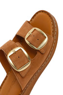 Kadın Taba Tokalı Süet Deri Konfor Terlik | Derimod