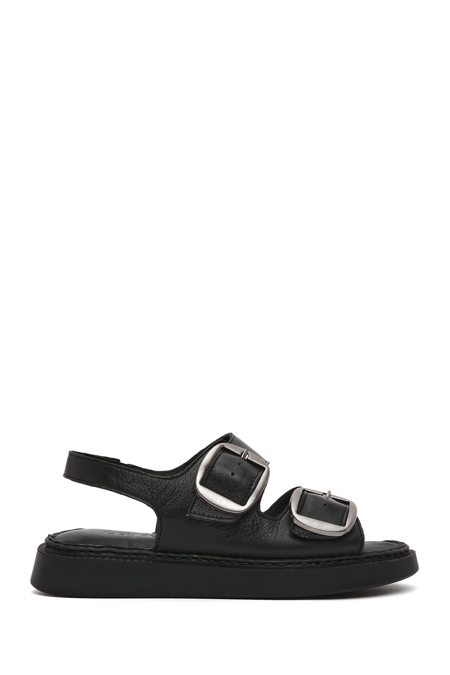 Women's Black Chunky Sole Leather Comfort Sandals 26SFD340518 | Derimod