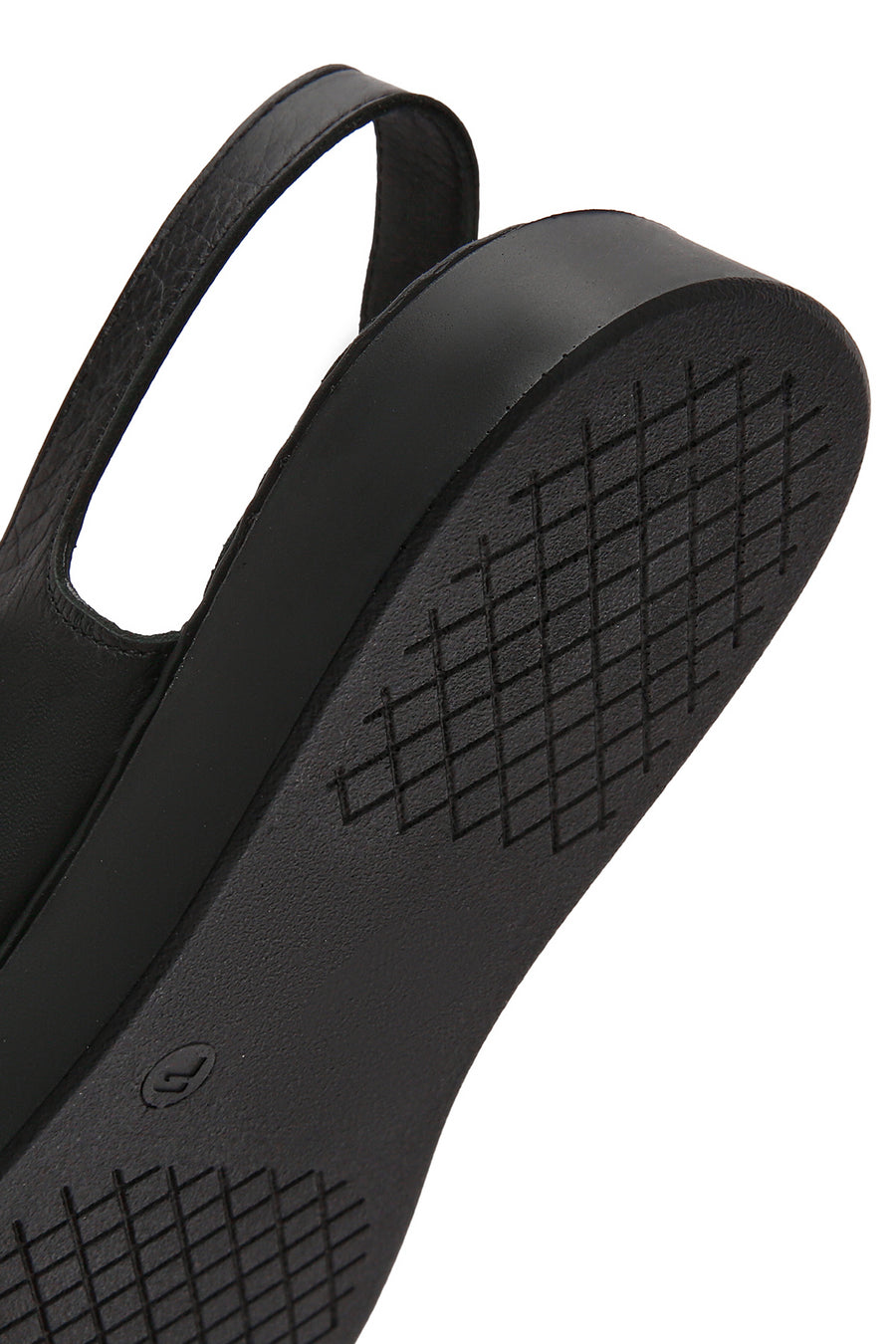 Women's Black Chunky Sole Leather Comfort Sandals