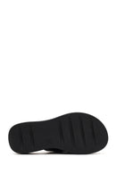 Kadın Siyah Çift Tokalı Kalın Tabanlı Deri Konfor Terlik | Derimod