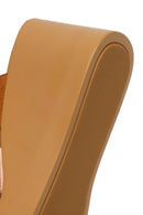 Woman Tan Wedge-Heel Suede Leather Comfort Slippers | Derimod