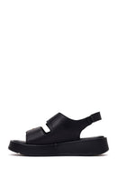 Woman Black Double-Buckle Thick-Soled Leather Comfort Sandals | Derimod