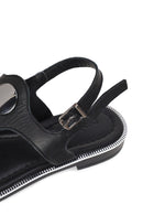 Women's Black Leather Flip-Flop Sandals | Derimod