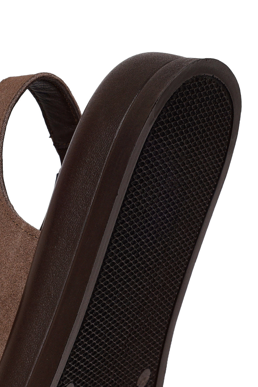 Woman Brown Thick-Soled Back-Buckle Suede Sandal