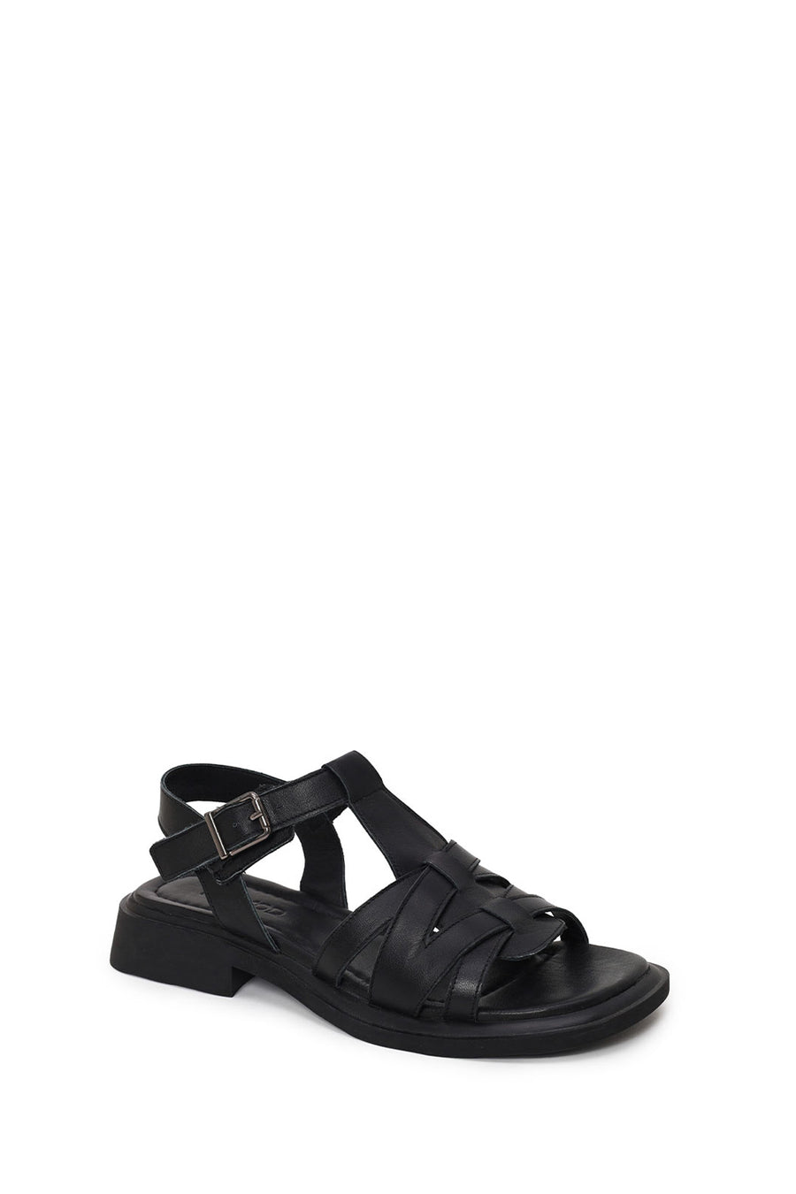 Woman Black Ankle-Buckle Leather Sandal