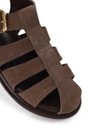 Woman Mink Ankle-Buckle Suede Leather Sandals | Derimod