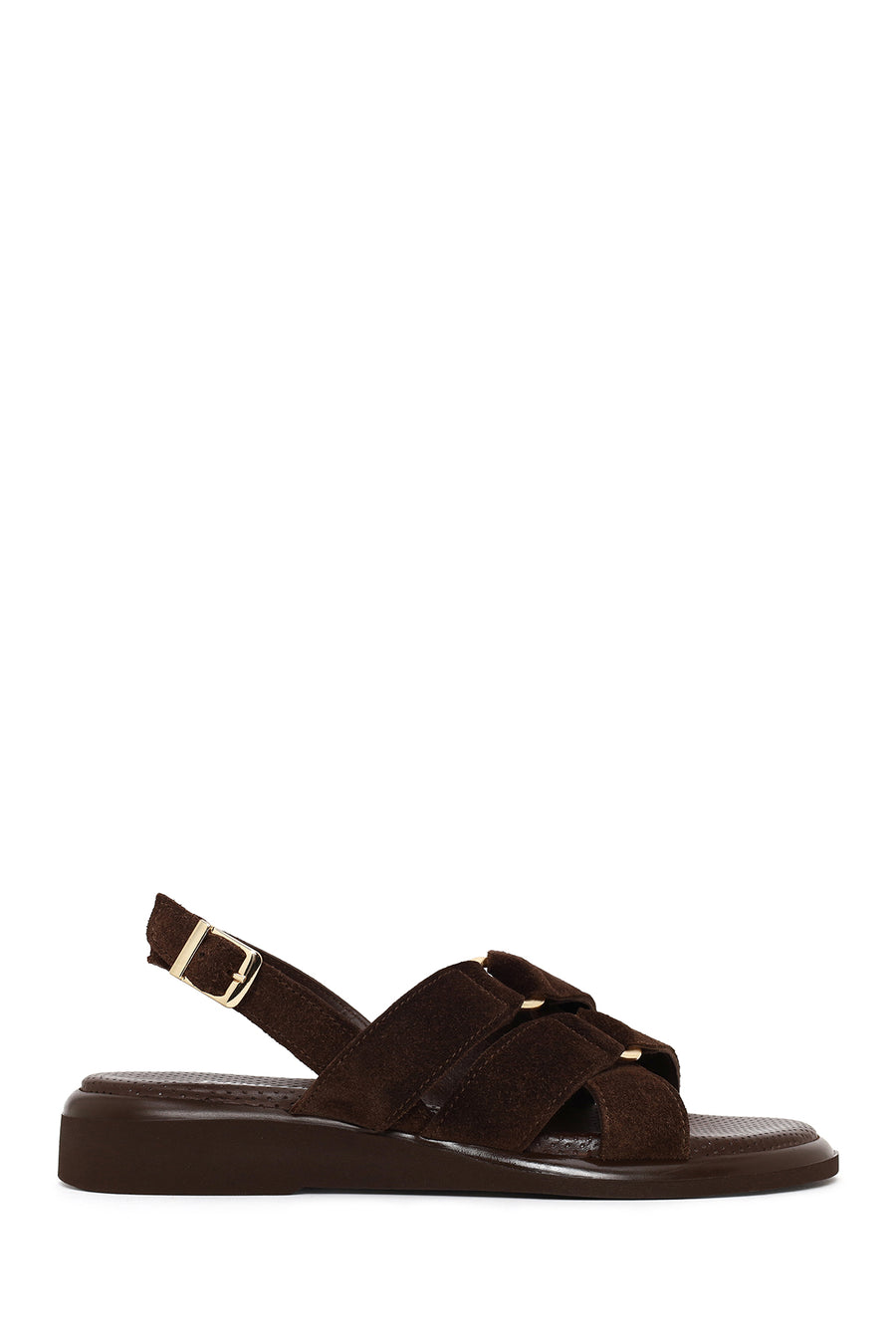 Woman Brown Buckled Suede Sandal 26SFD361910 | Derimod