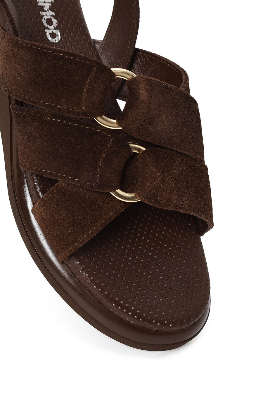 Woman Brown Buckled Suede Sandal