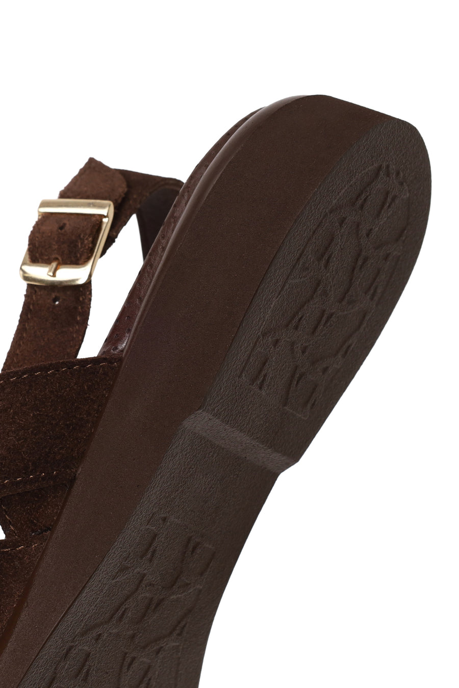 Woman Brown Buckled Suede Sandal