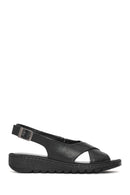 Woman Black Buckled Comfort Leather Sandals | Derimod