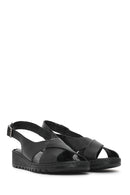 Woman Black Buckled Comfort Leather Sandals | Derimod