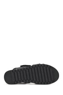 Women's Black Thick Soled Leather Comfort Sandals | Derimod