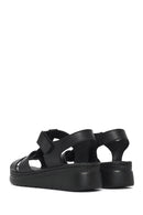 Women's Black Thick Soled Leather Comfort Sandals | Derimod