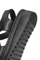 Women's Black Thick Soled Leather Comfort Sandals | Derimod