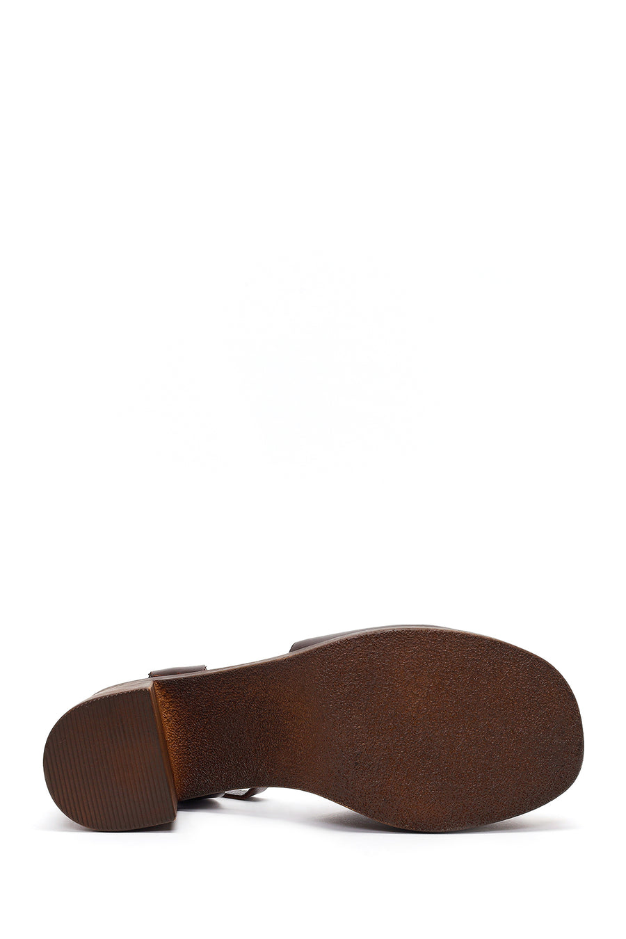 Women's Brown Ankle Buckle Platform Chunky Heel Leather Sandals