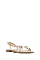 Women's Gold Ankle Buckle Stoned Sandals | Derimod