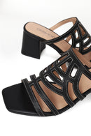 Woman Black Chunky-Heel Slippers | Derimod
