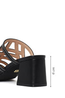 Woman Black Chunky-Heel Slippers | Derimod