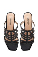 Woman Black Chunky-Heel Slippers | Derimod