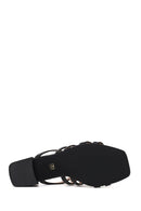 Woman Black Chunky-Heel Slippers | Derimod