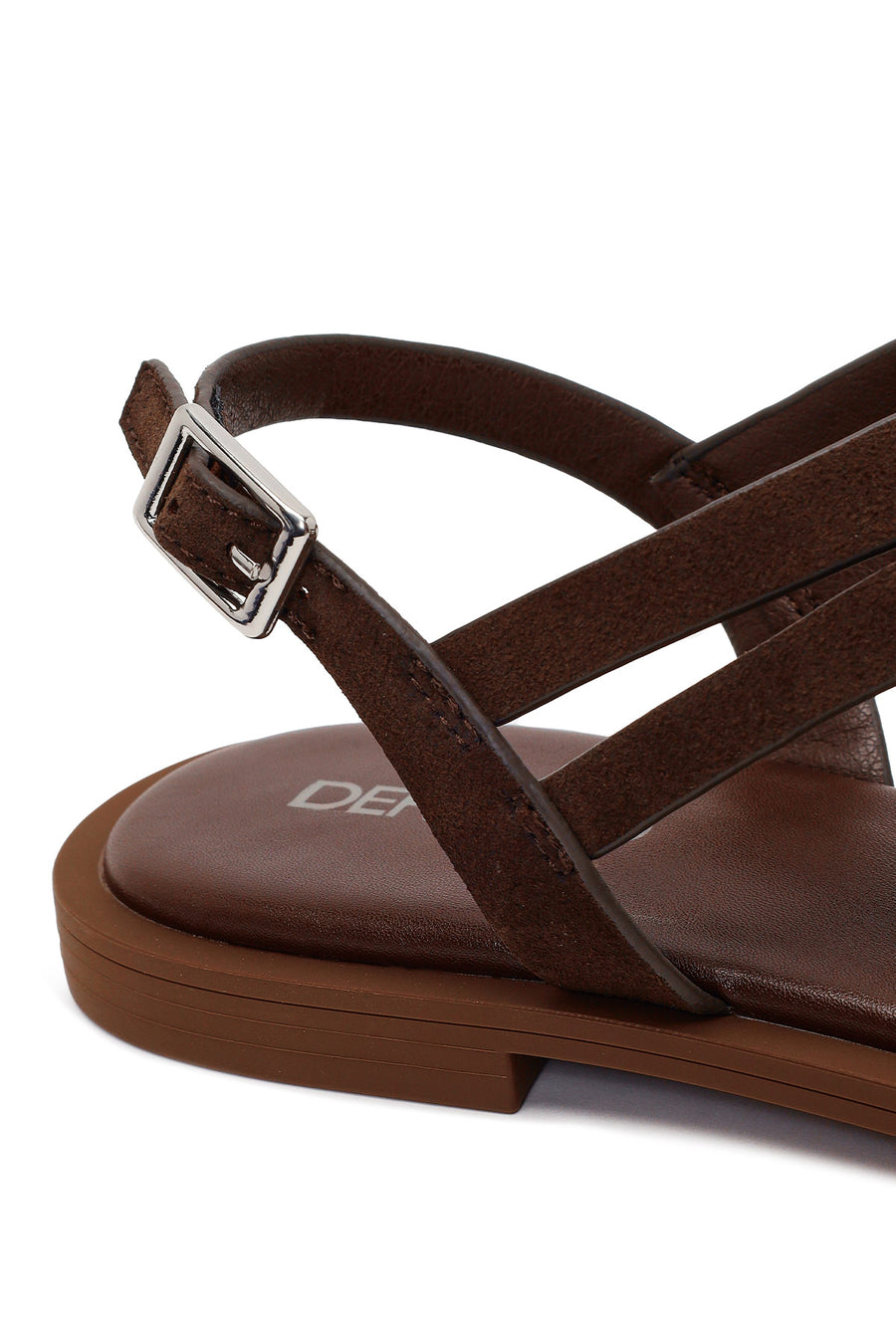 Woman Brown Buckled Suede Thong Sandal
