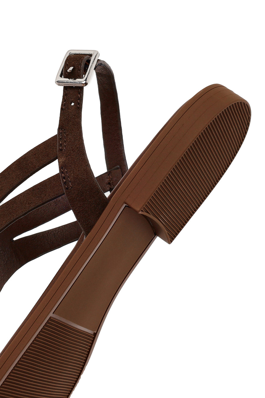 Woman Brown Buckled Suede Thong Sandal