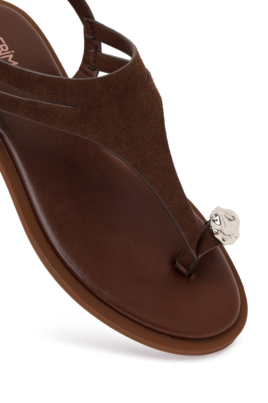 Woman Brown Buckled Suede Thong Sandal