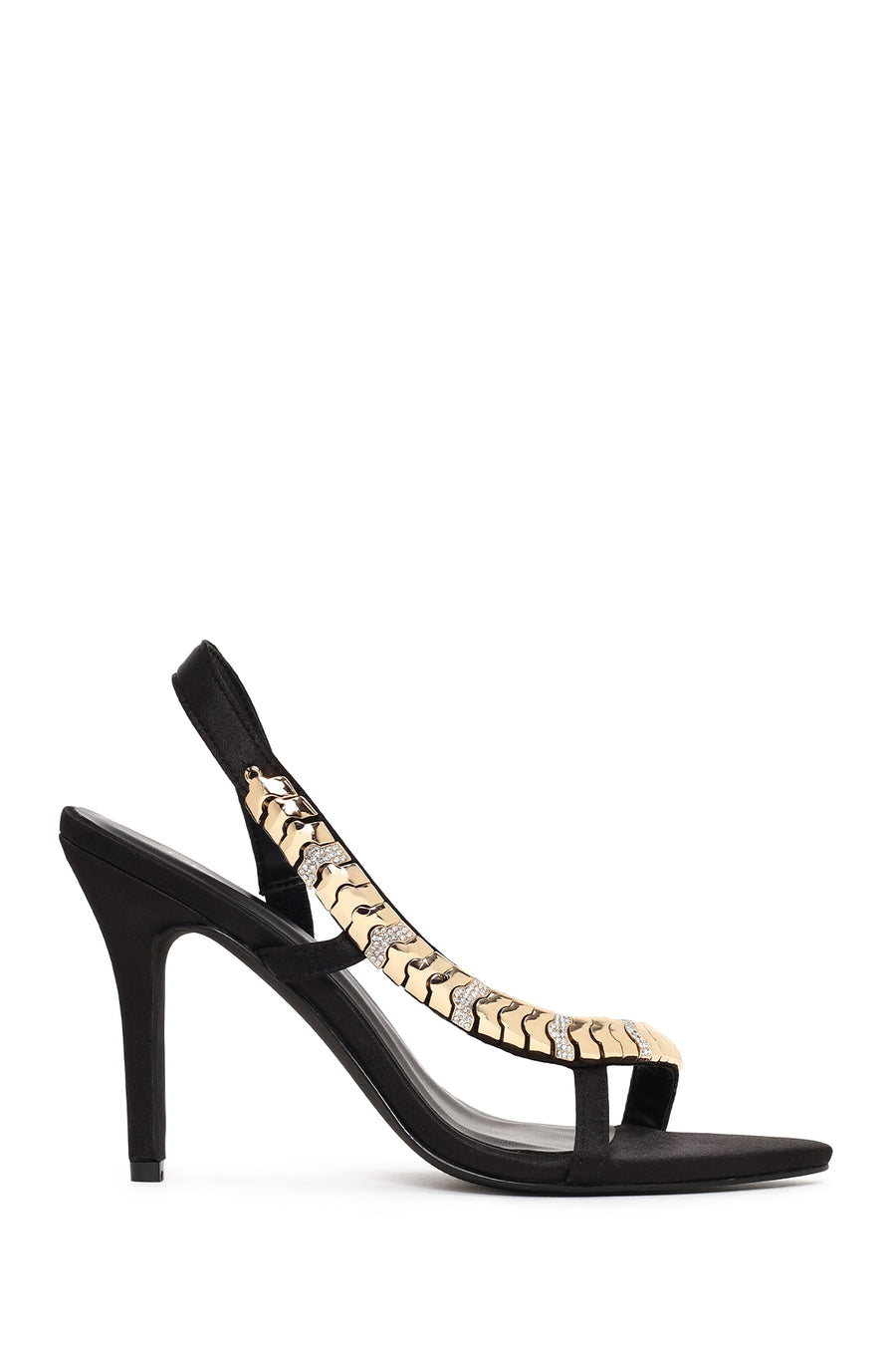 Woman Black Embellished High Thin-Heeled Sandal 26SFD443414 | Derimod